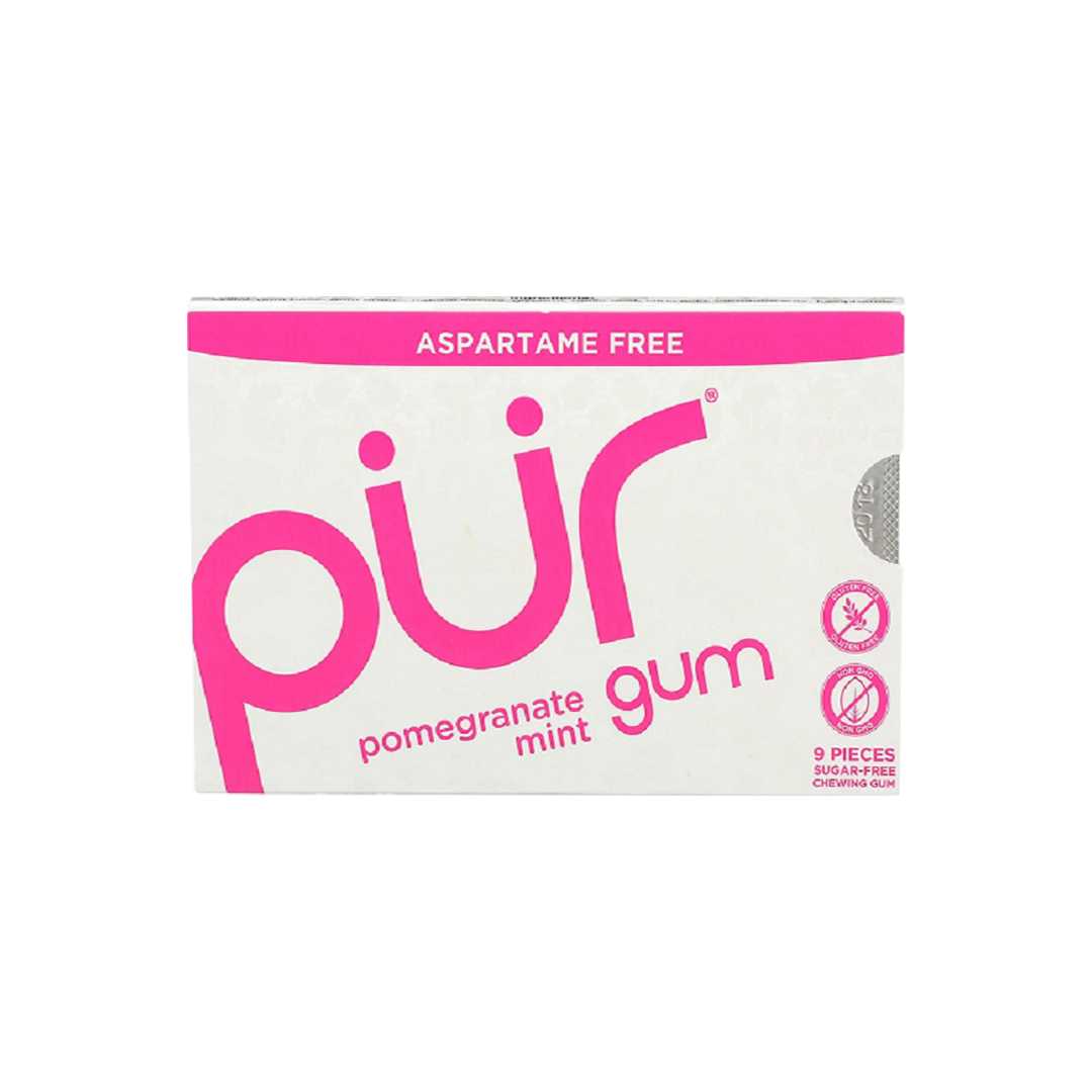 PUR GUM: Aspartame Free Gum Pomegranate Mint, 9 Pc