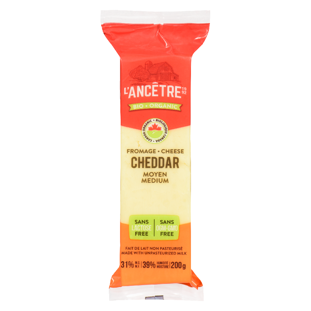 L'Ancetre Organic Medium Cheddar Cheese Lactose Free