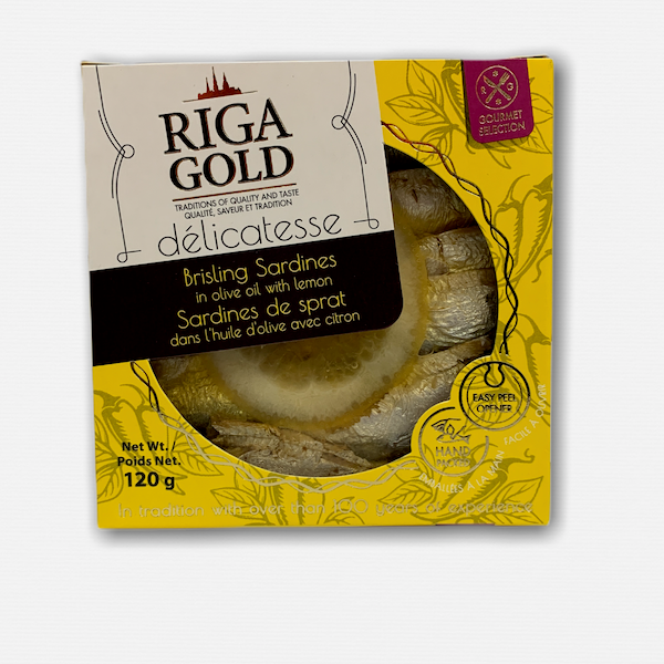 Land of Fire Riga Gold Brisling Sardines In Olive Oil With Lemon 120g