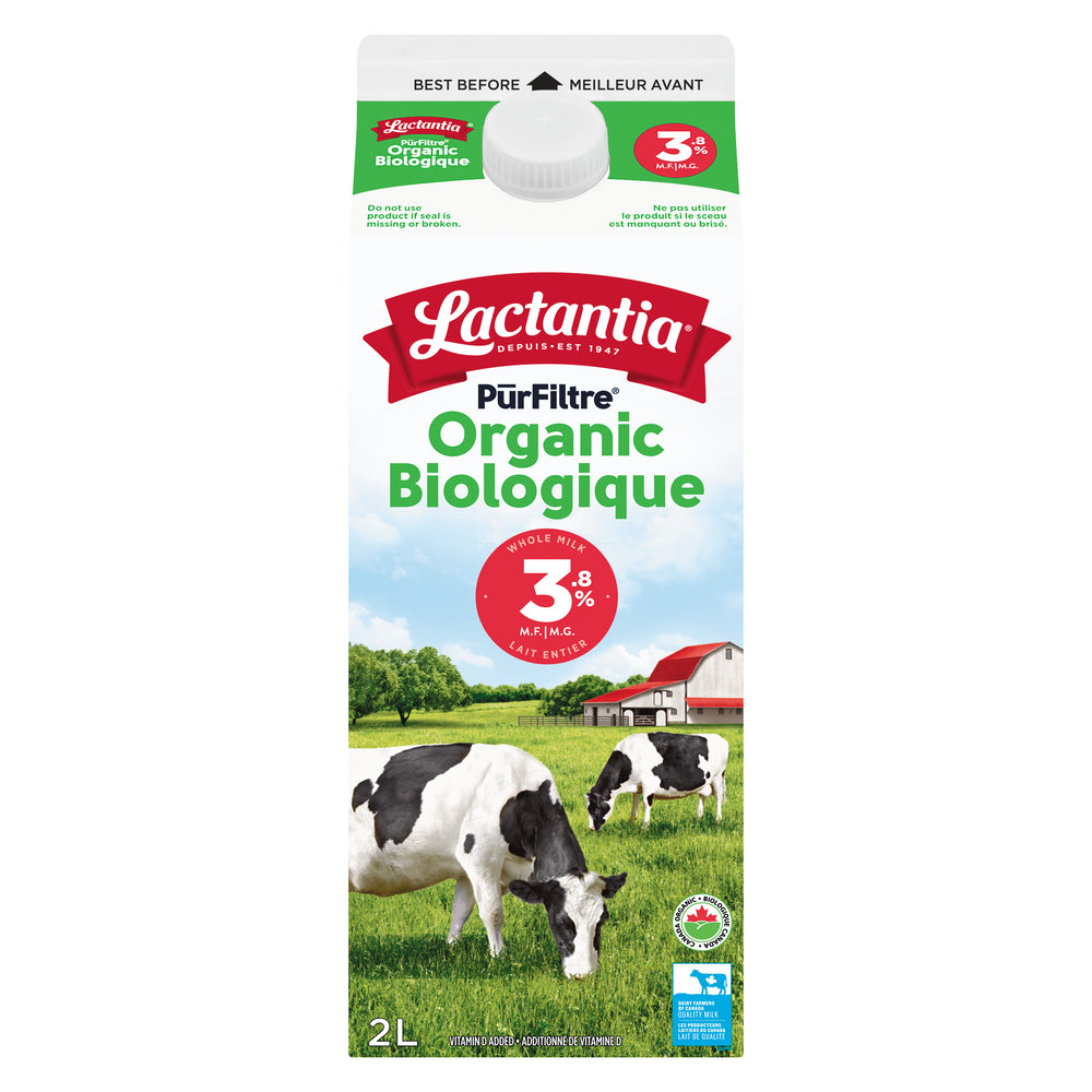 Lactantia PurFiltre Whole Milk Organic 3.8% M.F. 2 L