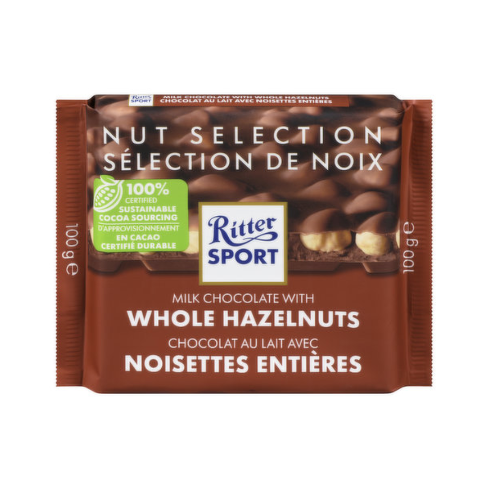 Ritter Sport Milk Whole Hazelnut Chocolate Bar With Hazelnuts - 3.5 Ounce