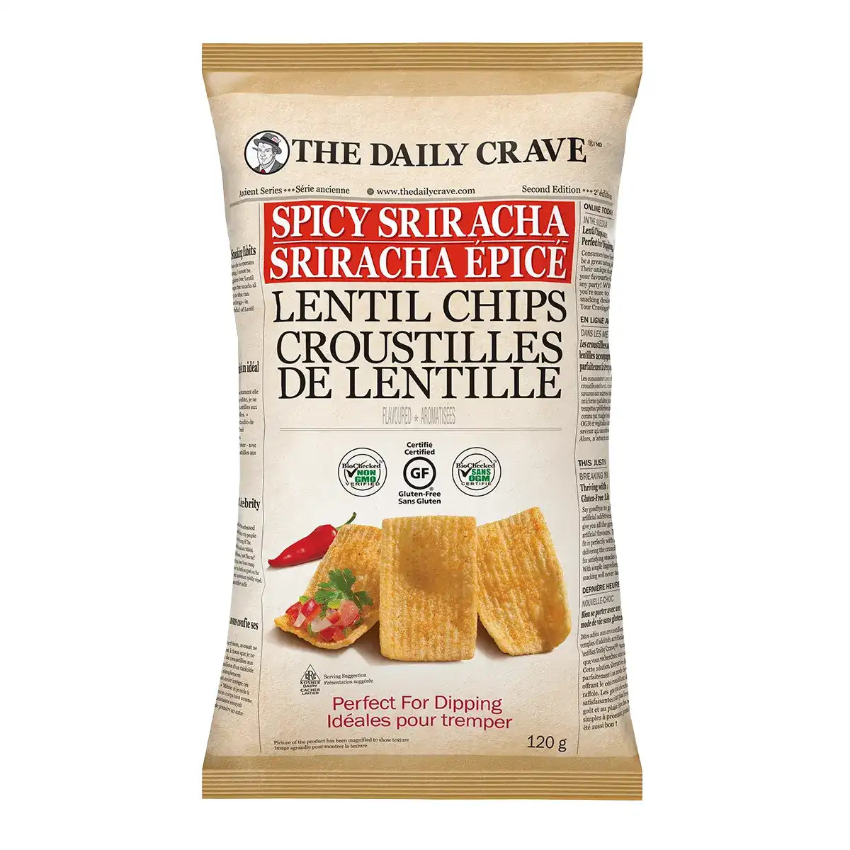 The Daily Crave Lentil Chips Spicy Sriracha 120g