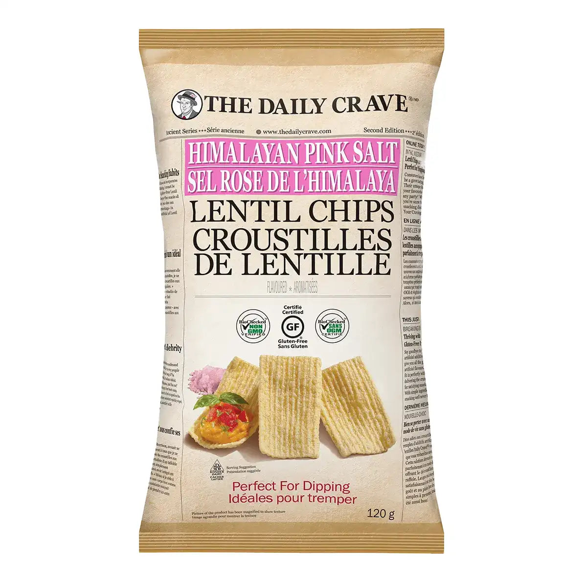The Daily Crave Lentil Chips Himalayan Pink Salt 120g