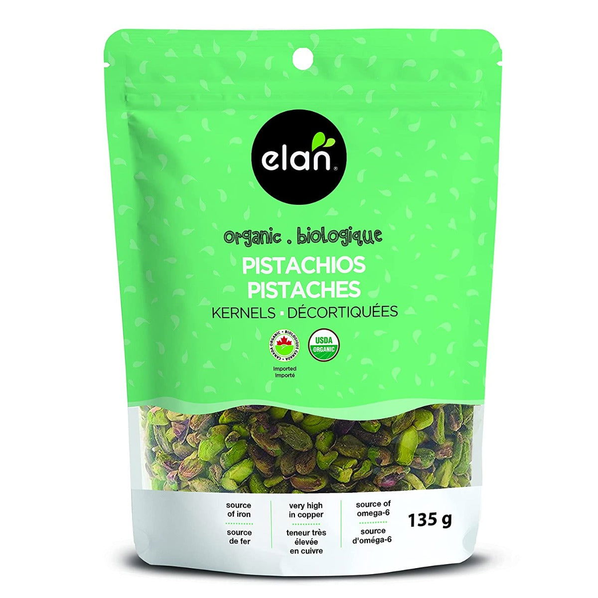 Elan Organic Pistachios Raw 135g