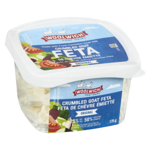 Woolwich Goat Dairy Original Crumbled Feta Cheese, 175 Gram