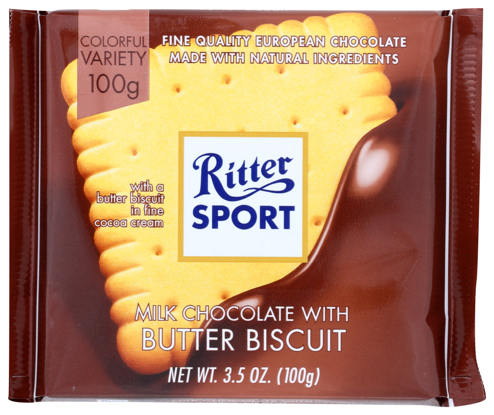 Ritter Sport Milk Chocolate Bar With Butter Biscuit & Cocoa Creme, 3.5 Ounce