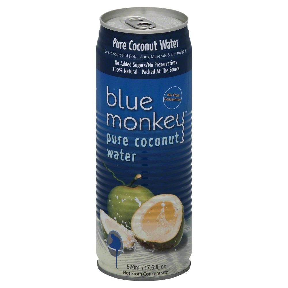 Blue Monkey 100% Natural Pure Coconut Water No Pulp, 17.6 Oz