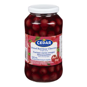 Cedar Phoenicia Pitted Red Sour Cherries In Light Syrup