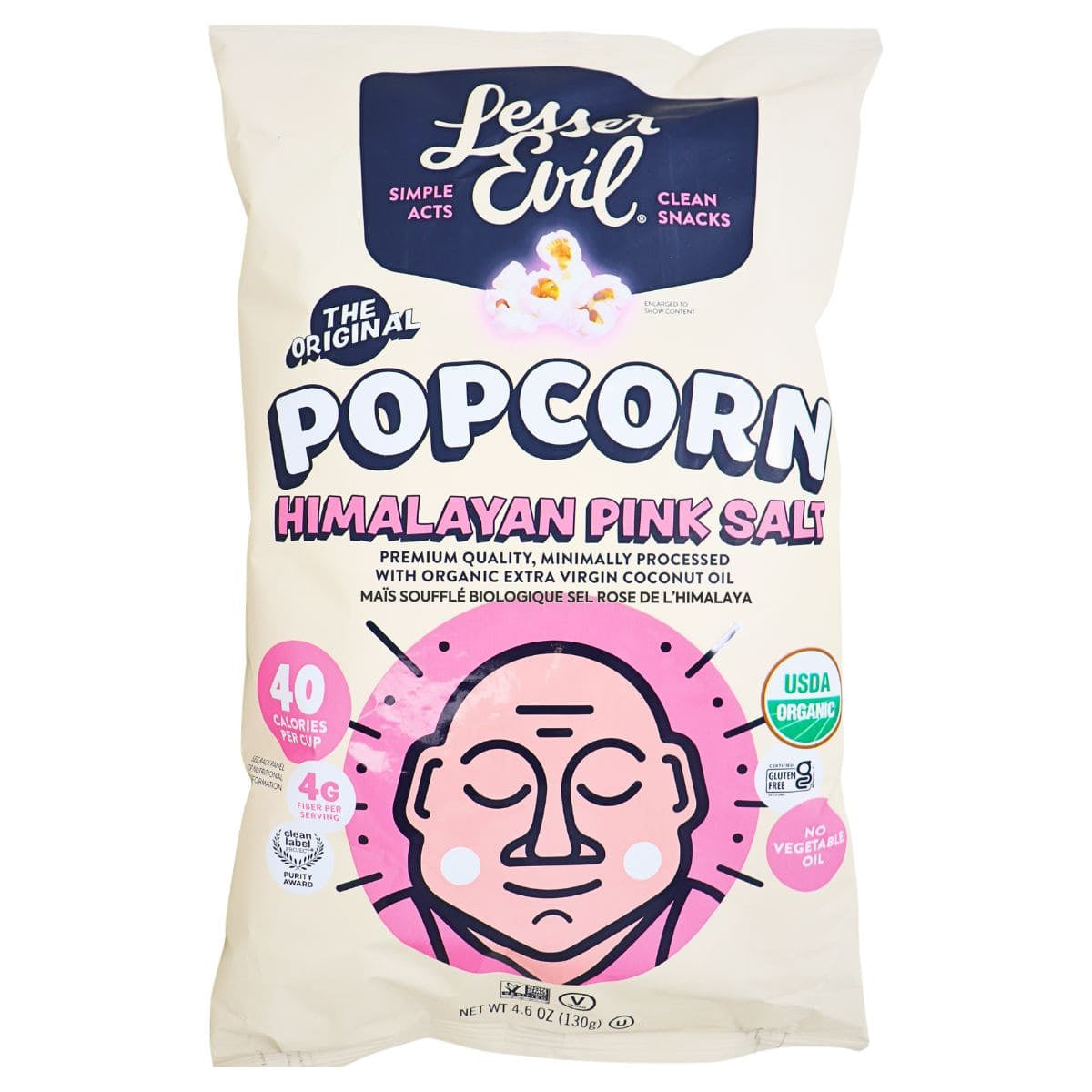 LesserEvil Coconut + Pink Salt Himalayan Organic Popcorn - 4.6 Ounce