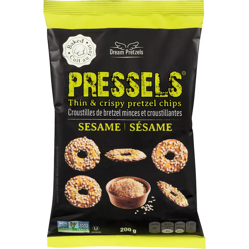 Pressel's Dream Pretzels - Sesame Baked Thin & Crispy Chips, 7.1 Oz
