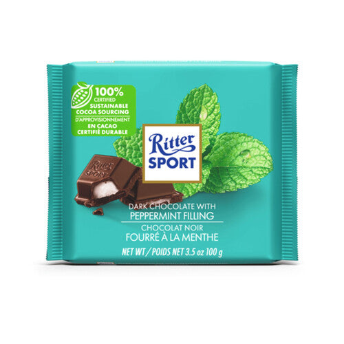 Ritter Sport Dark Chocolate Bar W/ Peppermint Filling - 100g