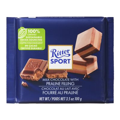 Ritter Sport Milk Chocolate With Praline Filling Bar